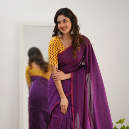 Lightweight Maheshwari Cotton Saree – Handloom Craft
