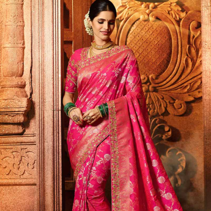 Elegant Maheshwari Silk Saree – Bridal Festive Weave